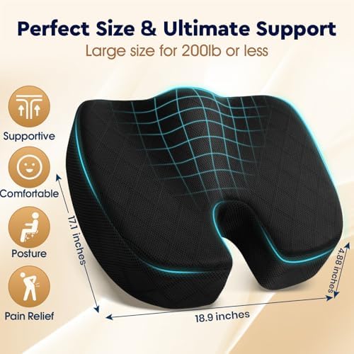 TushGuard Seat Cushion, Memory Foam Office Chair Cushion - Grey, XXX-Large - Image 2