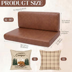 Tiamon RV Dinette Cushion Covers Set - 6 Pcs Camping Theme Cushion Slipcovers for Camper Car Bench Seat Replacement, 2 Pillowcase, 2 Backrest, 2 Bench Cover(Faux Leather,Brown Bear) - Image 2