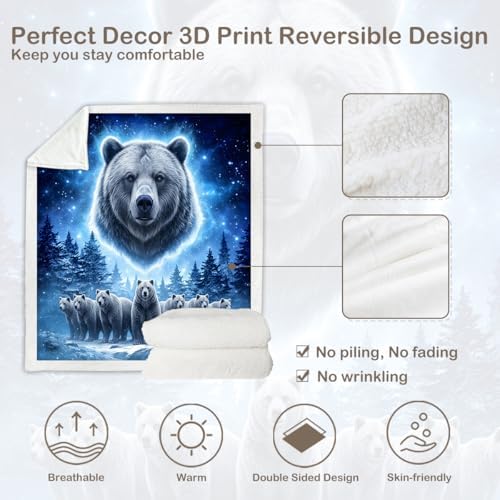 Sleepwish Bear Blanket Sherpa Throw Animal Decor Blanket for Men Teens - Image 7