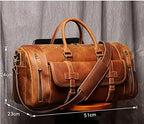 Men's Genuine Leather Travel Bag Business Handbag First Layer Cow Leather Gym Bag Leather Duffel Bag (Color : A) - Image 2