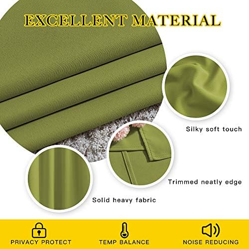 NICETOWN Room Darkening Fresh Green Curtains 84 inches Long, Grommet Room Darkening Thermal Insulated Sound Dampening Window Treatments for Bedroom/Home Office, 2 Panels, W46 x L84 - Image 4