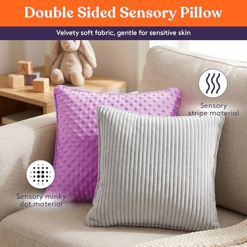 Special Supplies Vibrating Pillow Sensory Pressure Activated for Kids and Adults, 12” Plush Minky Soft Cover, Textured Therapy Stimulation Bumps-Vibrations, Music & Voice Recording (Purple) - Image 5