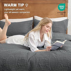 Love's cabin Quilts for Full Bed Dark Grey Bedspreads Bedding Set - Lightweight Bedspread Comforter - Coin Pattern Bedding Coverlet for All Season - 3 Pieces (1 Quilt, 2 Pillow Shams) - Image 4
