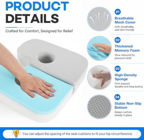 Piriformis Seat Cushion for Sitting Dual-Layer Support Foam Coccyx Cushion - Image 3