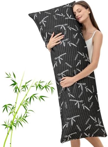 Primesoft Full Body Pillow with Removable Pillowcase for Adults,（Memory Foam Filling）（Long Pillow for Side Sleepers） （Fluffy and Firm）（Adjustable Filling）（20×54 Inch，Black） by Primesoft
