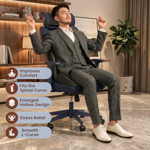 Universal Seat Cushion,Office Chair Cushion with Lumbar & Back Support for Sciatica/Tailbone Pressure Relief.Memory Foam Cushions for Gaming Chair,Car seat,Truck seat and Long Sitting Workers.Black - Image 4