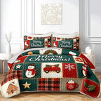 HOSIMA Vintage Christmas Patchwork Quilt Set Full Size with 2 Pillowcases. by HOSIMA