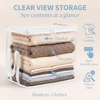Clear Storage Bins with Lids, Plastic Storage Boxes and Closet Organizers for Under Bed Toy Storage, Foldable Moving Bags for Packing Clothes (White-8PCS, Small: 12.6 x 9.5 x 9.8 in) - Image 4