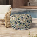 Outdoor Inflatable Stool Ottoman, All Weather Portable Footrest Stool, Furniture Stool Ottomans for Home Garden Beach, D31”xH14”, Paisley Sapphire Blue by MelodyElephant