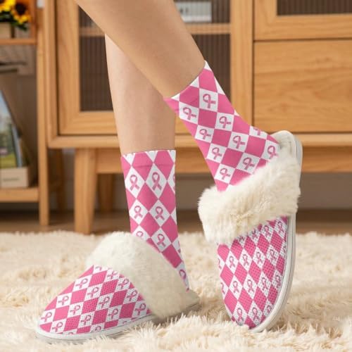 Fuzzy Slippers for Women Washable Cotton Slippers with Crew Socks - Image 2
