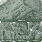 Wearable Blanket Sherpa Fleece Shawl Blanket with Pockets Blanket Poncho Cape for Adults, Cozy Shawl TV Throw Blankets - Image 5