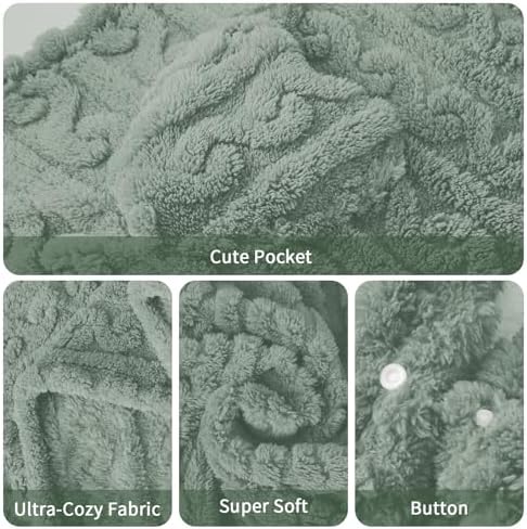 Wearable Blanket Sherpa Fleece Shawl Blanket with Pockets Blanket Poncho Cape for Adults, Cozy Shawl TV Throw Blankets - Image 5