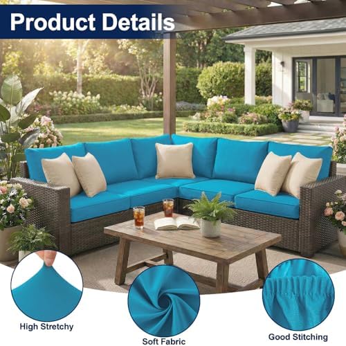 Smiry Waterproof Patio Cushion Covers, Stretch Outdoor Furniture Covers - Image 5