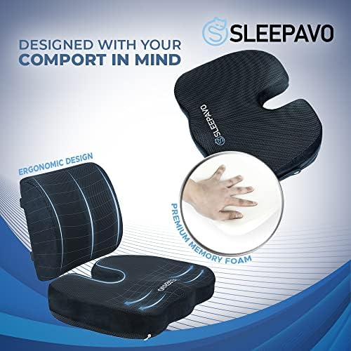 Sleepavo Memory Foam Seat Cushion for Sciatica Tailbone Coccyx Pain Relief - Image 6