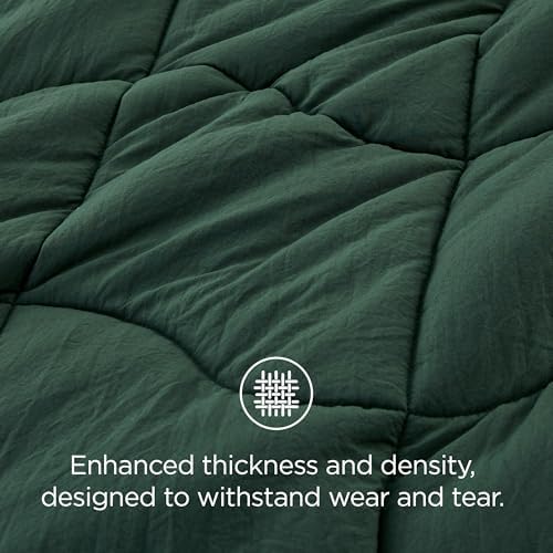 Bedsure Oversized King Comforter - Oversized King Duvet Insert for All Season, Ultra-Soft Down Alternative Comforter, Blanket for Bed, with 4 Tabs, Machine Washabl, Dark Green, 116x98 in - Image 5