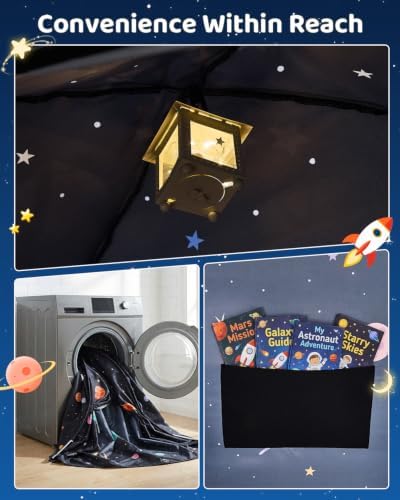 Sumbababy Twin Kids Bed Tent Canopy Galaxy Play Tent Indoor, Black - Image 6