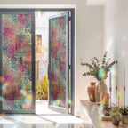 Window Privacy Film Static Cling, Colorful Geometric Decorative Stained Glass Window Film for Balcony Doors/Full-Length Windows/Tall Glass Panels, Modern Boho Blocks Abstract Art 23.6 x 78.7 Inches - Image 3