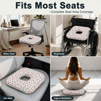 Anti-Slip Wheelchair Cushions, Bed Sore Cushions for Butt, Ergonomic Innovations Orthopedic Donut Pillow, Medical Seat Cushion for Sciatica, Back, Coccyx, Pressure Sore (Cherry Berry) - Image 3