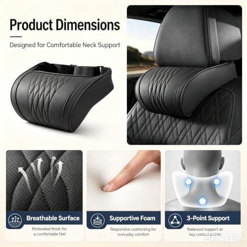 Universal Memory Foam Car Headrest Neck Pillow (Brown,1) - Image 4