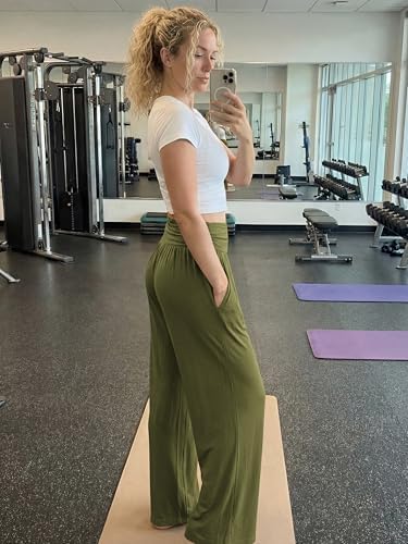 ODODOS Women's Wide Leg Palazzo Lounge Pants with Pockets Light Weight Loose Comfy Casual Pajama Pants-26/28/30"/32" Inseam - Image 3