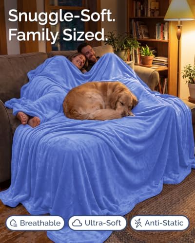 Fleece Blanket Giant 120" x 180" - Ultra-Soft Flannel Throw - Vista Blue - Image 4