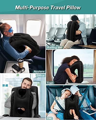 Inflatable Travel Pillow & Inflatable Travel Foot Rest Pillow, Adults Travel Essentials Great for Airplane, Office, Home, Trains, Cars - Image 2
