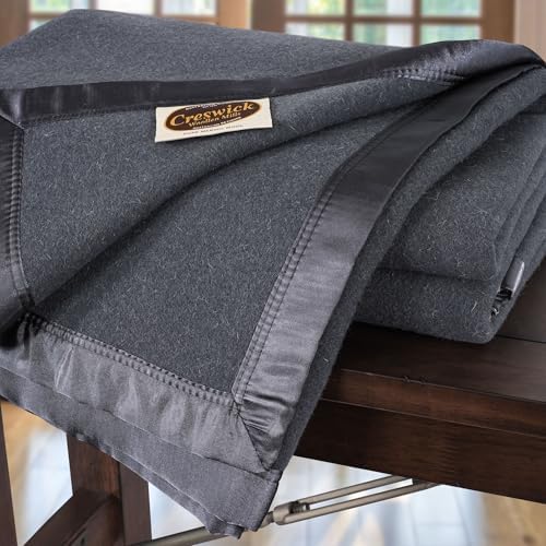 Creswick Woollen Mills 100% Australian Merino Wool Blanket – Soft Warm and Natural with Satin Binding, Breathable Luxury Bedding for All Seasons, (Charcoal, Full/Queen Size) - Image 2
