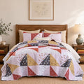 JANZAA Quilts Queen Size, Burnt Orange Patchwork Floral Bedspread 3Pcs by JANZAA