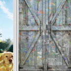 Farmhouse Retro Barn Door Window Privacy Film,Heat Control Sun Blocking Static Cling Rainbow Film,Vintage Wood Board Non-Adhesive Glass Sticker Door Window Tint,35.4" x 78.7" - Image 2