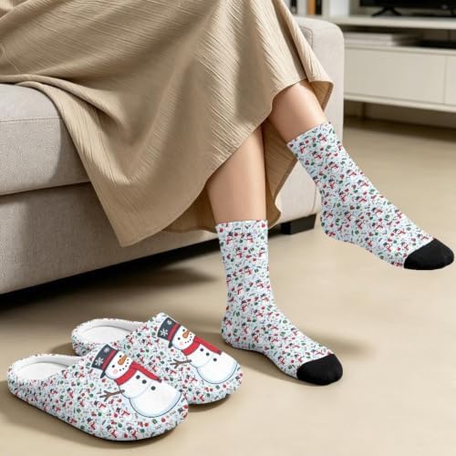 Jeiento Womens Fuzzy Slipper and Socks Winter Warm Gifts for Mom,Wam Cozy Indoor Socks Comfort Home Shoes - Image 3
