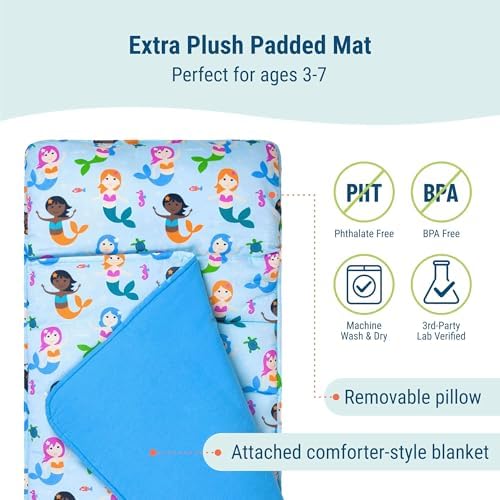 Wildkin Kids Original Nap Mat – Cozy Kids Sleep Mat with Pillow, ideal for School & Travel - Image 3