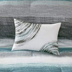 Madison Park Essentials Twin Comforter Set, Bed in a Bag Twin, Watercolor Print Coastal Comforter & Chambray Cotton Sheet Set, All Season Bedding Set, Saben, Aqua Twin (68 in x 86 in) 7 Piece - Image 4