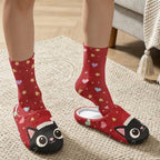 Christmas Fuzzy Slipper with Socks for Women Men Warm House Slipper and Socks Cozy Fuzzy Slippers for Indoor - Image 3