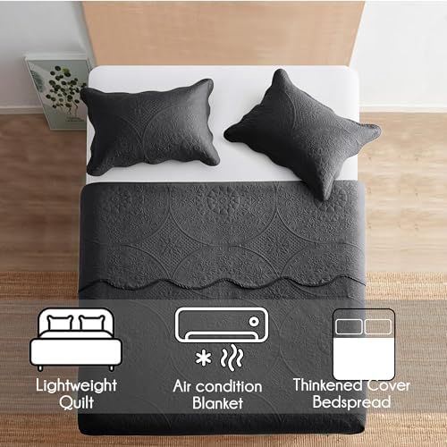 IR Imperial Rooms Twin Quilt Charcoal Floral 10 Pack for Hotel Guest Room - Image 3