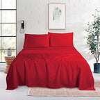 Mocassi Full Size 4-Piece Bed Sheet Set - 1800 Premium Hotel Quality Microfiber 18-24 Inches Extra Deep Pocket Fitted Sheet- Luxury Soft, Breathable, Wrinkle, and Fade Resistant, Red - Image 2