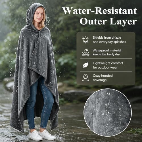 Catalonia Waterproof Hooded Blanket Poncho, Warm Wearable Cape for Outdoors - Image 3