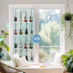 Music Window Privacy Film Rainbow Static Cling Stain Glass Window Film for Glass Door, Decorative Heat Control UV Blocking Frosted Sunroof Decal Sticker for Car 23.6"x78.7" Red Beige Guitar Modern Art - Image 5
