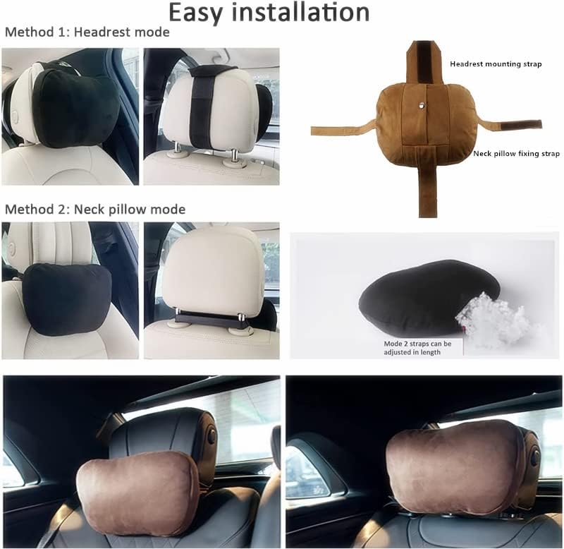 2Pcs Car Neck Pillows for headrests,for Travel Interior Accessories and Suede Support Head Pillows，Balance Neck Pillow Designed to Relieve Neck Pain and Muscle Tension.（White） - Image 3