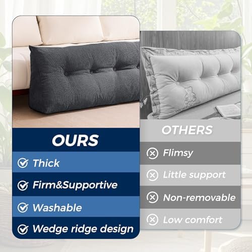 IASEAHK Headboard Pillow Twin, Wedge Pillow Headboard, Black - Image 4
