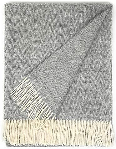 Alpaca Home - 100% Pure Baby Alpaca Eco Herringbone Sofa Throw Blanket, 71" X 51" (Grey)… by AlpacaHome