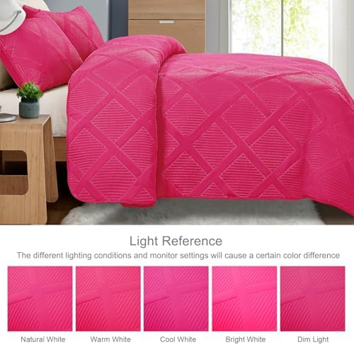 Exclusivo Mezcla 3-Piece California King Size Quilt Bedding Set, Hot Pink - Image 3