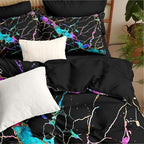 CCoutueChen Black Marble Comforter Set Full Size, Blue Tie Dye Bedding Set with Abstract River Texture, 3 Pieces 79"x90" - Image 6