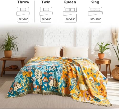 LUTBM Boho Throw Blanket for Bed 60"x80", All Season Cotton Couch Blankets - Image 4