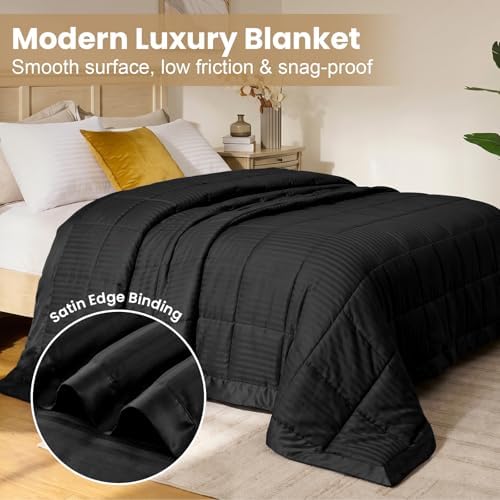 downluxe Down Alternative Blanket for Bed, Satin Trim, King, Black - Image 3