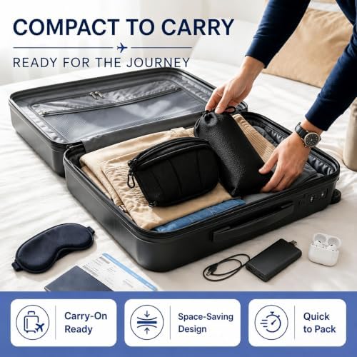 4-in-1 Airplane Sleep Support System with Travel Pillow, Eye Mask, Head Support Strap & Foot Rest Hammock Adjustable Neck Support Pillow Portable Sleeping Accessories for Long Flights Car Train - Image 6