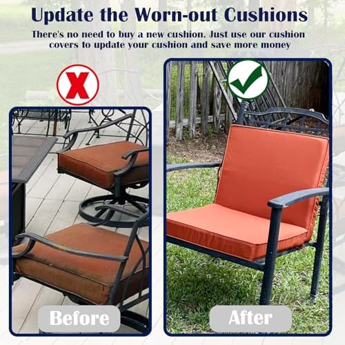 FLYMEI Patio Cushion Covers 21x19x3, Spice, 4Packs - Image 6