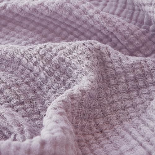 EMME Muslin Cotton Blanket Adults Heather Lavender Throw XL 50"x70" by EMME