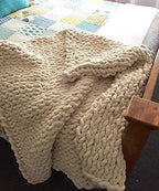 Chunky Knit Throw Blanket Chenille Yarn Soft Cozy Bulky Knitted Blanket for Sofa Bed Chair Large Hand Made Boho Home Decor Beige 32x32 - Image 4