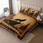 HOSIMA Wolf Quilt Twin,Howling Wolf Forest Bedding with 2 Pillowcases. - Image 2