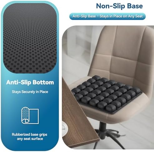 Inflatable Seat Cushion for Air Travel with Built-in Manual Pump, Portable, Breathable, Non-Slip, Waterproof Lycra Cover (Matte Black) - Image 4
